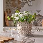 DN DECONATION Beige Rustic Farmhouse Vase, 8.2 Inch Textured Boho Vase for Home Decor, Cement Decorative Flower Vases with Rope Knots for Living Room, Table Centerpiece, Shelf, Mantel Decoration | Textured Rustic Vase, Cement Decorative Vases with Ro