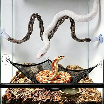 2 Pcs Snake Enrichment Toys, Snake Climbing Rope and Triangular Hammock Set, Reptile Climbing Accessories for Ball Python Corn Snake, Snake Tank Decor Accessories