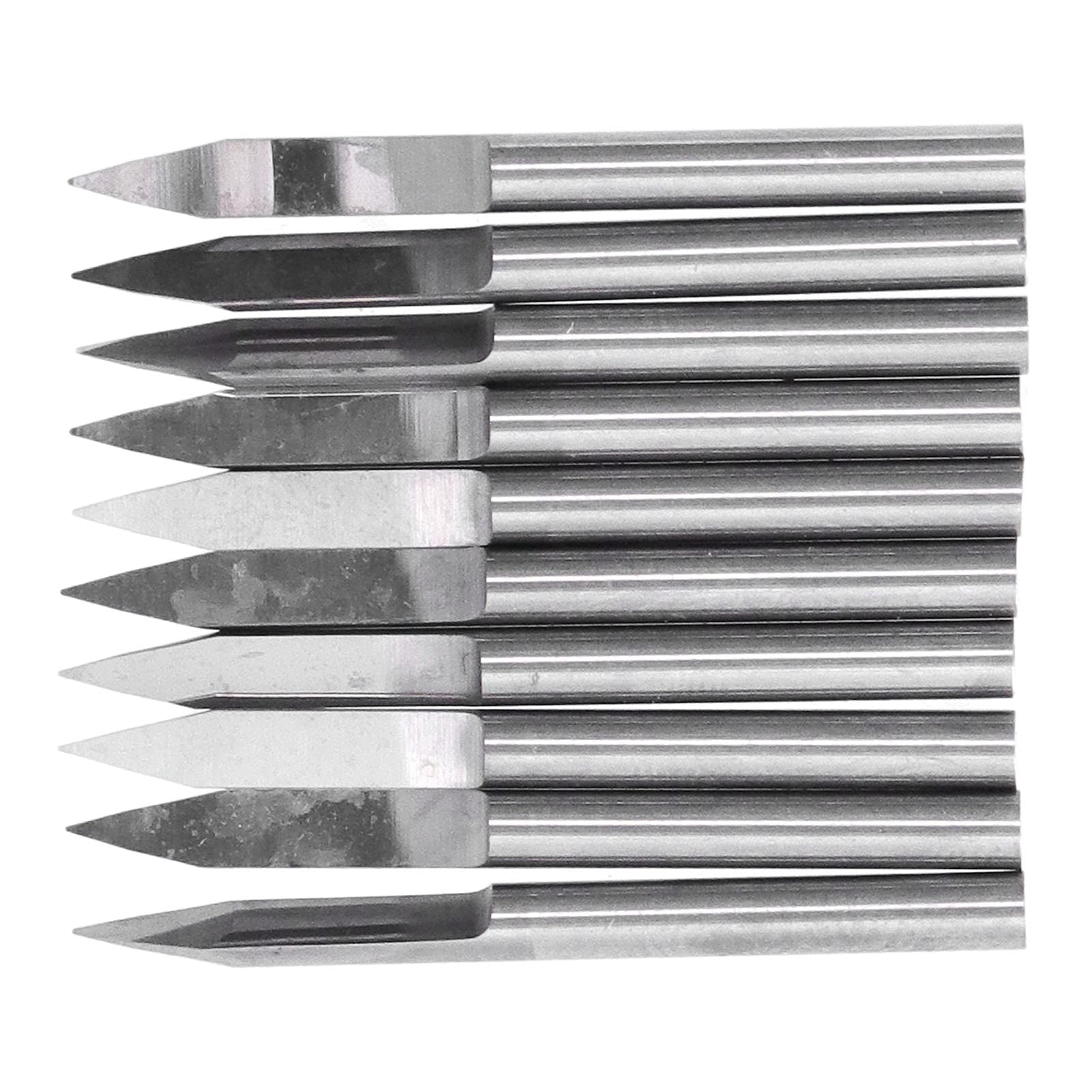 10 piezas de fresas de grabado en acero de tungsteno, fresas en V para router CNC con alta dureza y resistencia al desgaste, fresa en forma de V para madera, plástico, fibra de (0,2 mm)