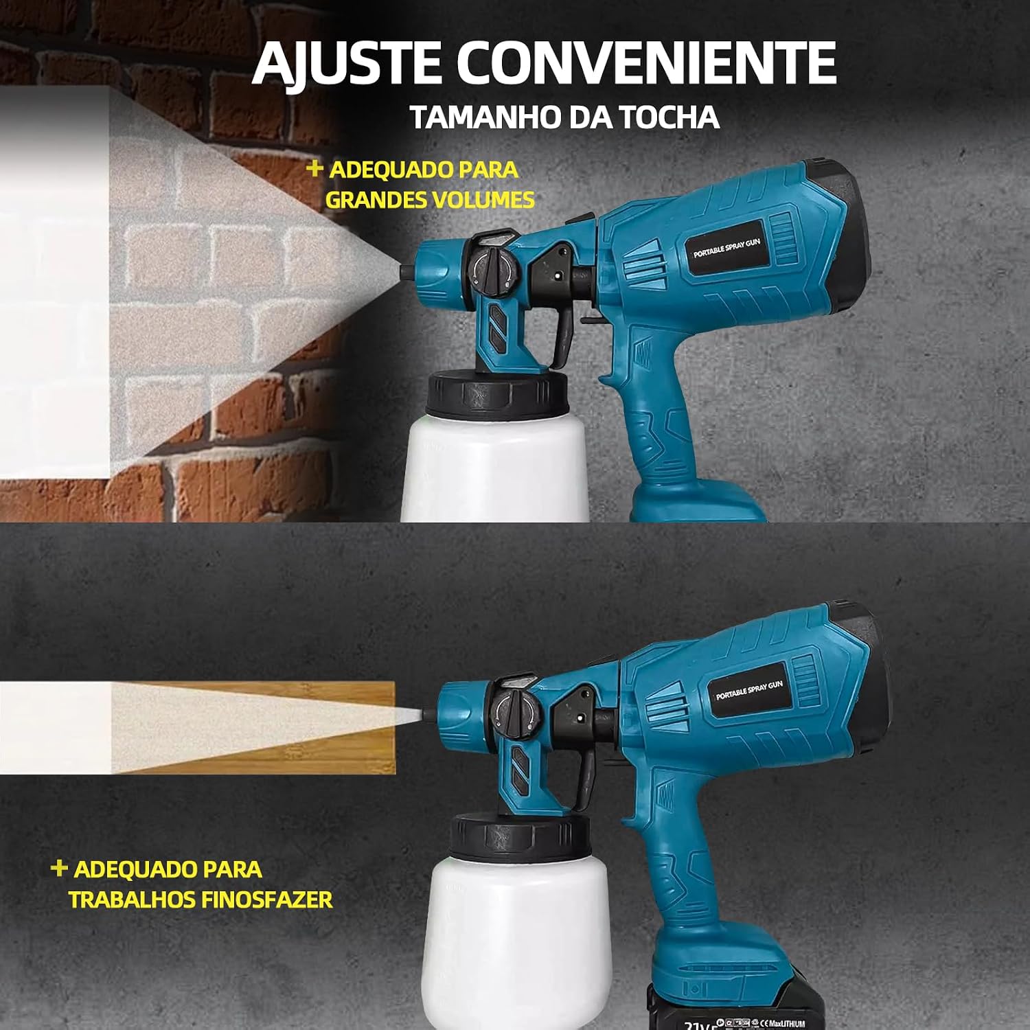 21V Pistola de Pintura Elétrica Portátil, 800ml Pulverizador de Tinta, 2 Baterias Ferramentas Eletricas, Pulverizador Manual para Projetos Domésticos 21V Pistola de Pintura Elétrica Portátil, 800ml Pulverizador de Tinta, 2 Baterias Ferramentas Eletricas, Pulverizador Manual para Projetos Domésticos