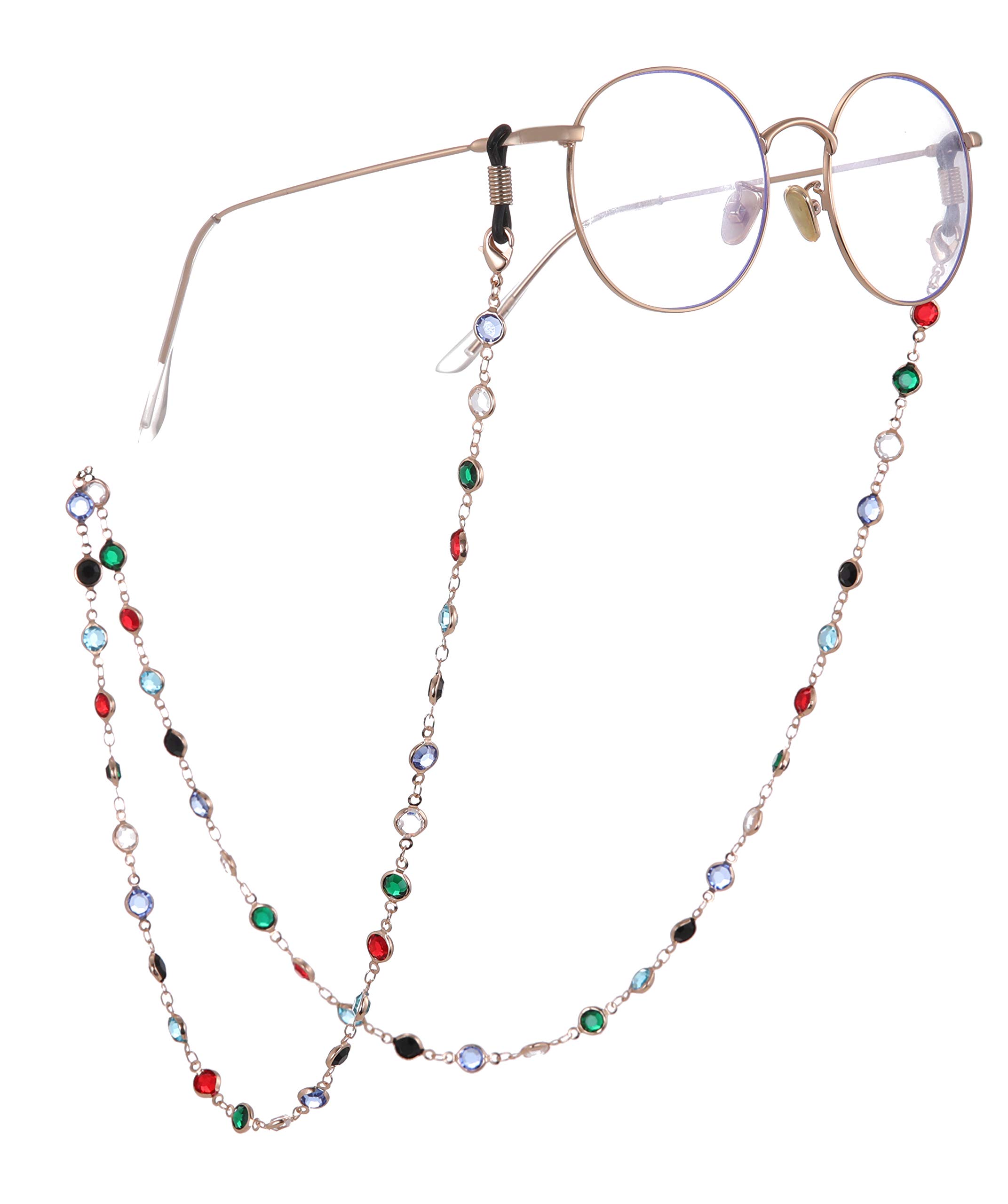 TEAMER Cadena de gafas colorida de moda, correa para gafas de sol, soporte para gafas, correa de vidrio de lectura con cuentas de cristal para mujer