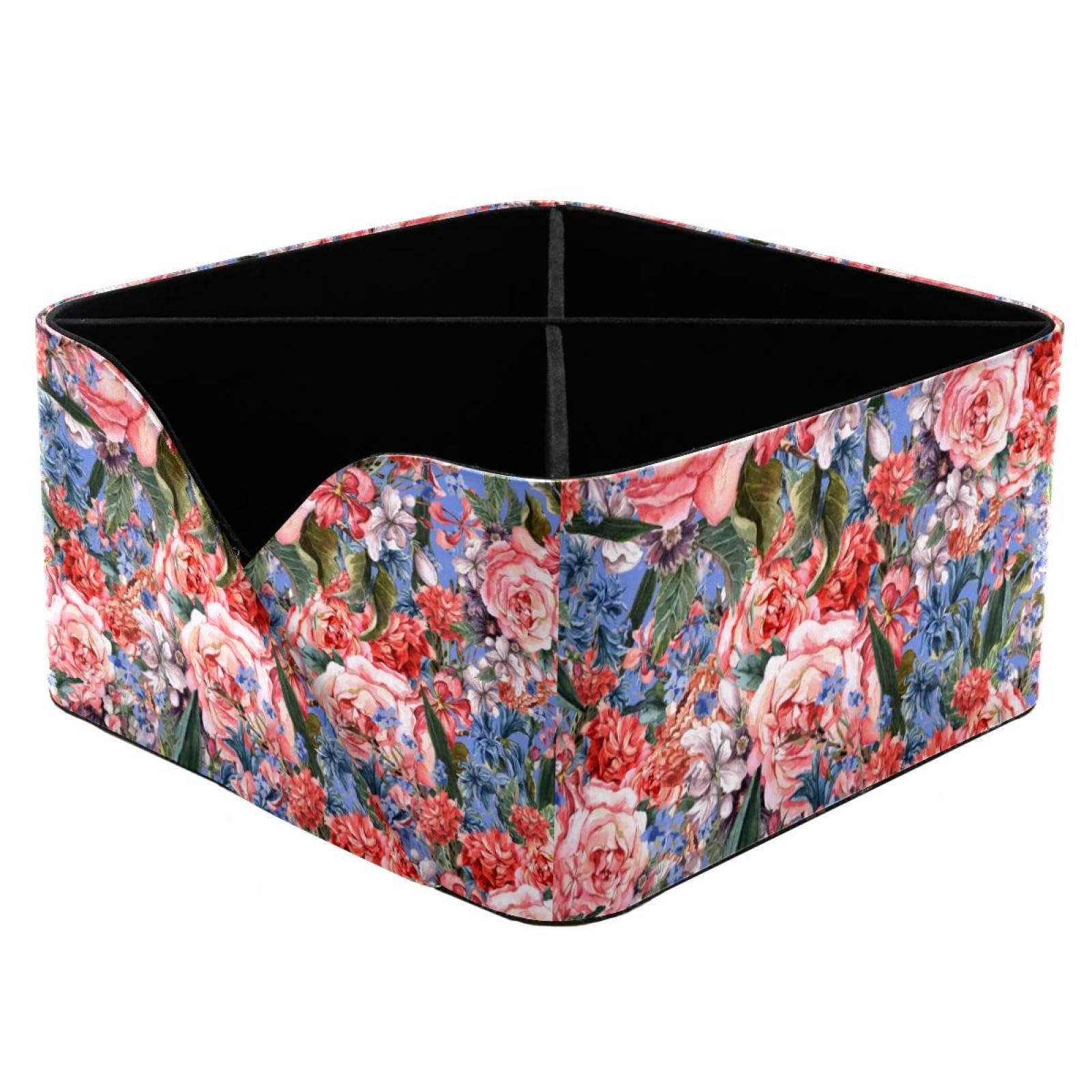 Organiseur de bureau à 4 compartiments et pot à crayons à motif de roses pour fournitures