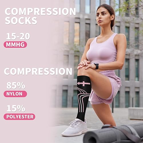 Miniatura 14 de Sooverki - Calcetines de compresión de cobre para circulación, para mujeres y hombres, 6 pares, para correr, atletismo, medicina, enfermería, viajes