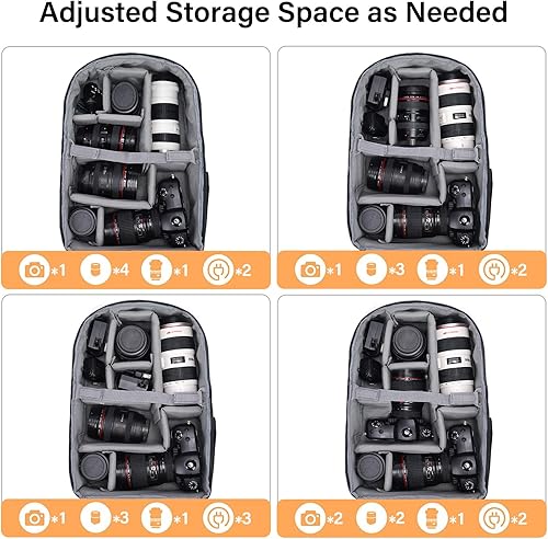 Miniatura 3 de MOSISO Mochila para cámara DSLR/SLR/SLR/sin espejo, 3 capas, bolsa táctica para cámara con soporte para trípode, compartimento para laptop de 15 a