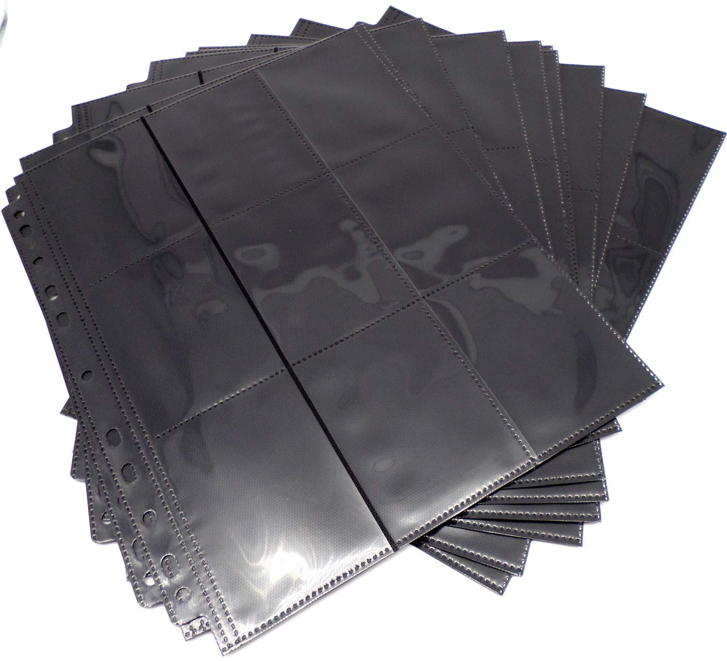 docsmagic.de 50 18-Pocket Pages Black - Sideloading - MTG PKM YGO - 11-Hole - Feuilles Noir