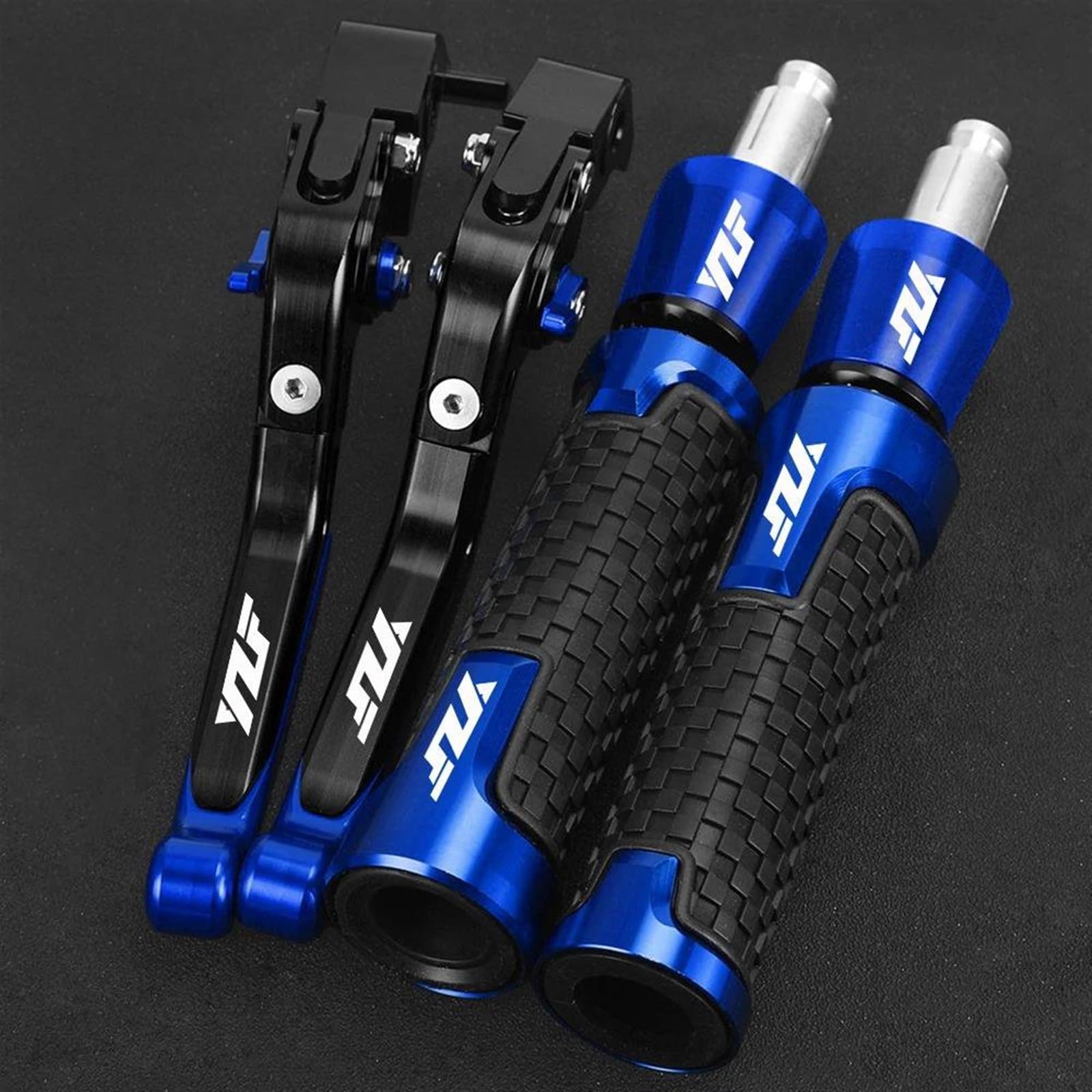 Puños de manillar y palanca de embrague freno para YAMAHA YZFR25 YZFR3 de 2015 a 2024 color negro azul
