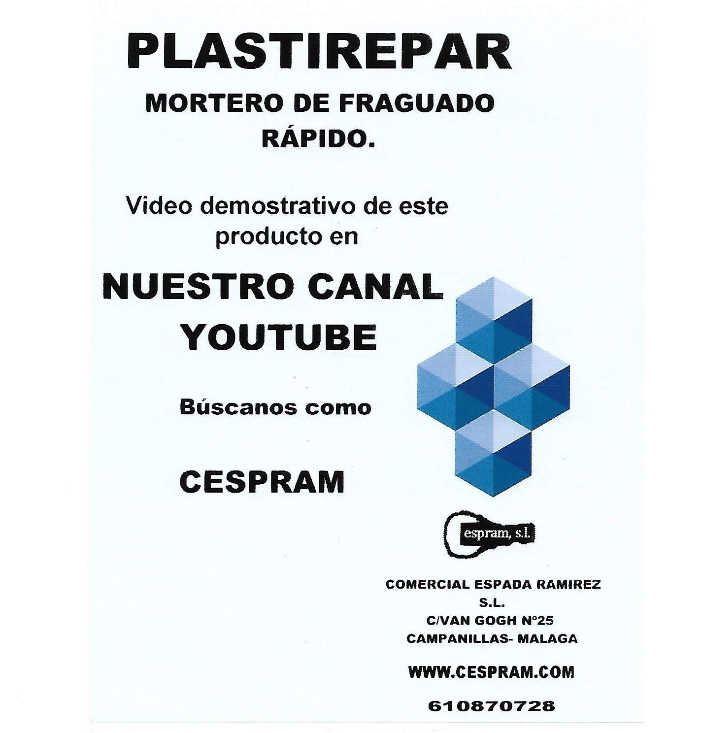 5kg. Mortero de reparación de fraguado rápido sin retracción, reparaciones de baches, desconchones, y roturas en pavimentos de hormigón. Plastirepar. Envase de 5 kg