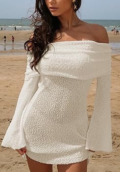 Amazon.com: Unybwonn Womens Off Shoulder Summer Mini Dress