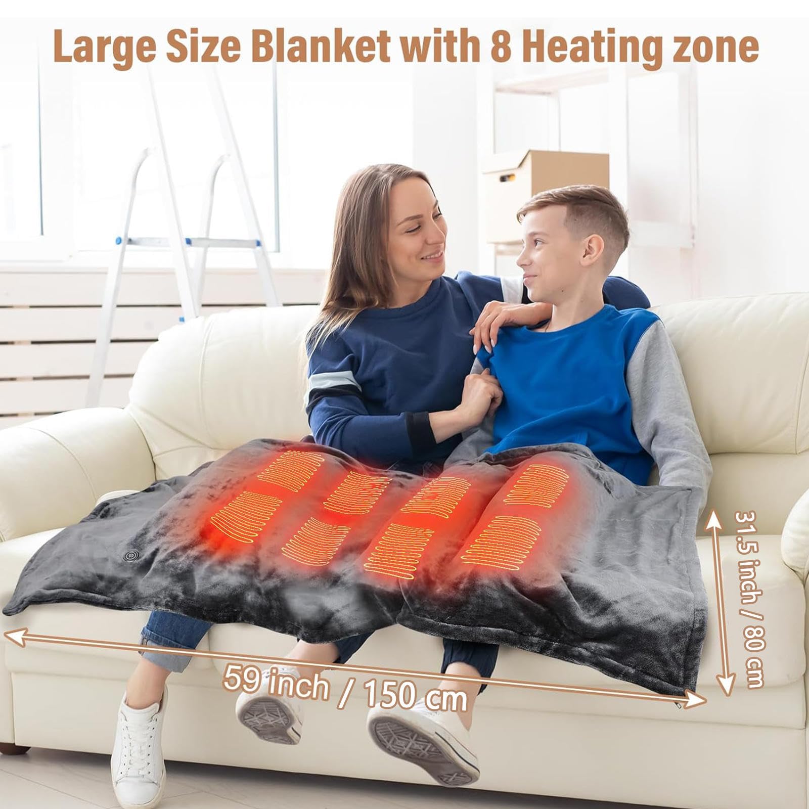 Manta Eléctrica USB 150x80cm,con 3 Temperaturstufen et Calor Rápido, Esterilla Electrica Lavable, La Manta Electrica pour Oficin Cama Exterior Familia