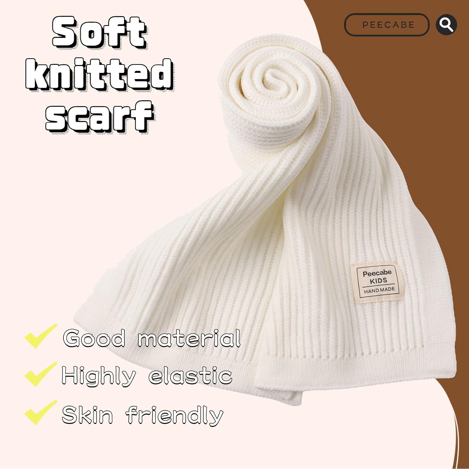 Peecabe Kids Scarf Soft Warm Knit Neck Warmer Winter Classic Scarf for Boys Girls - Image 3