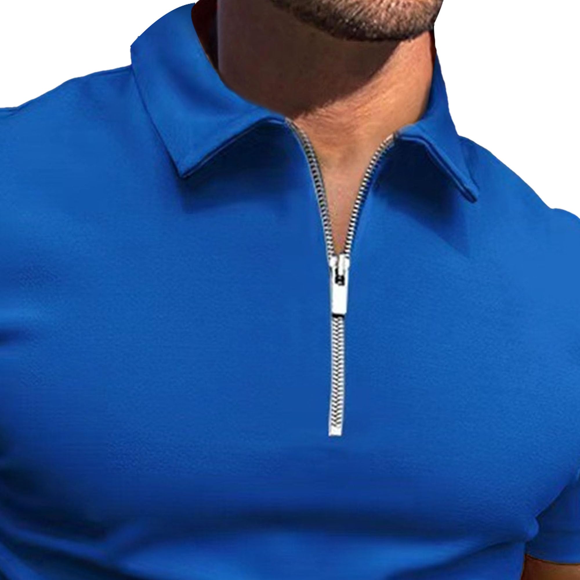 Men Quarter Zipper Lapel T Shirts Classic Comfy Solid Thin Casual Polo Shirt Summer Lightweight Golf Pullover Tops (Royal Blue,X-Large)