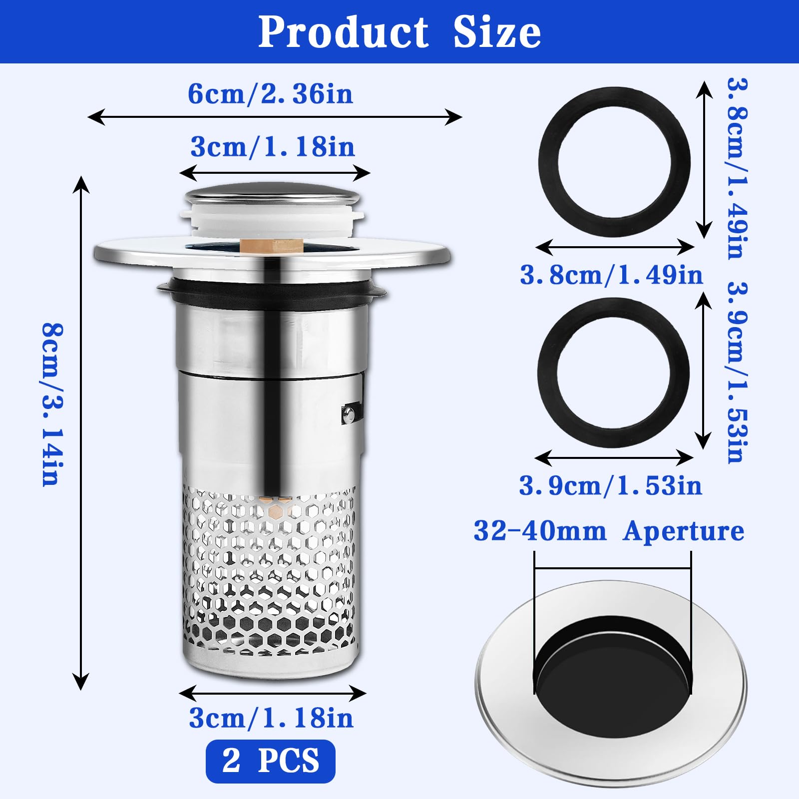 UZSUZZ 2 Pièces Bouchon Lavabo Salle De Bain, Bouchon Baignoire