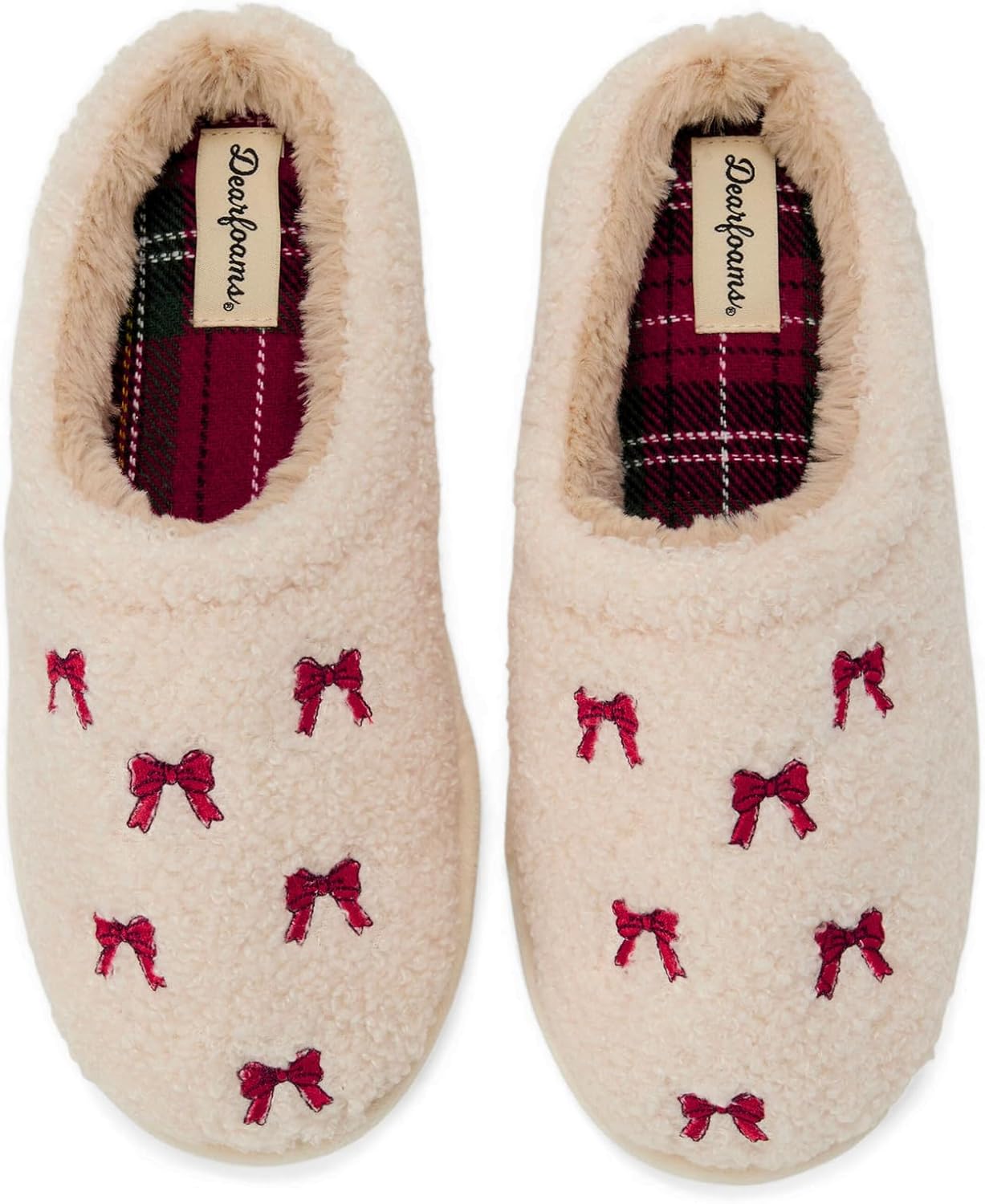 Dearfoams Women's Holiday Christmas Gift Fuzzy Cozy Sherpa Novelty House Shoe Slipper
