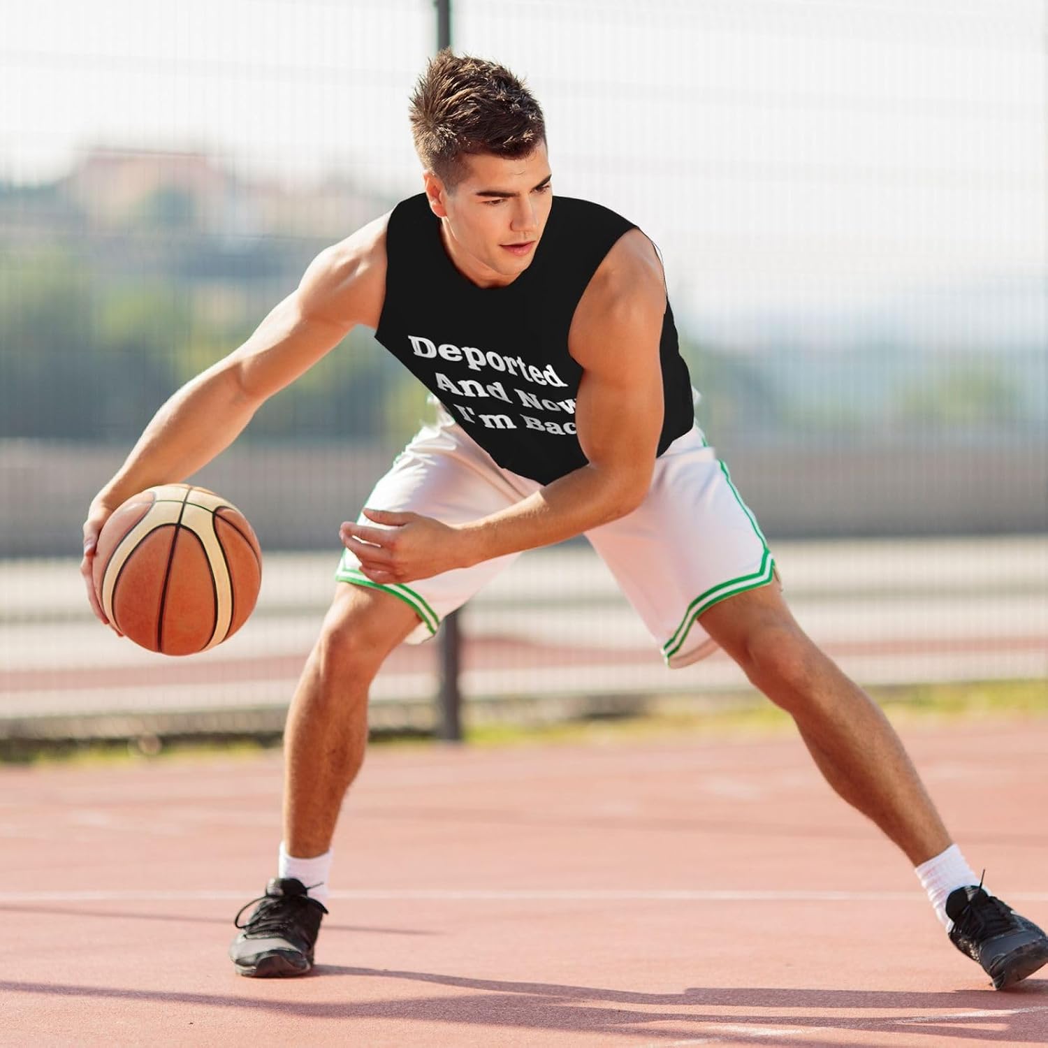 Deported and Now I'm Back Men's Basketball Jersey Waistcoat for Men