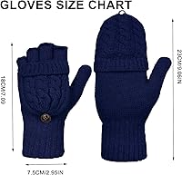 Vista 92 de Beurlike Guantes de invierno para mujer, de lana cálida, a prueba de viento, convertibles, sin dedos Negro