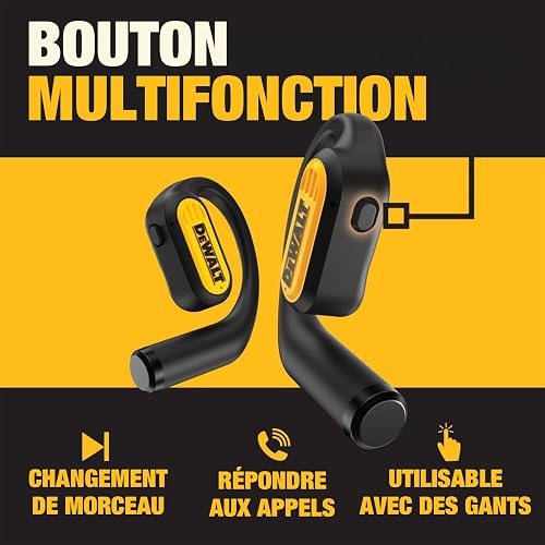 DEWALT Heavy Duty Open Ear Headphones, Bluetooth 5.3 Wireless Earbuds with 44Hrs Runtime - 8
