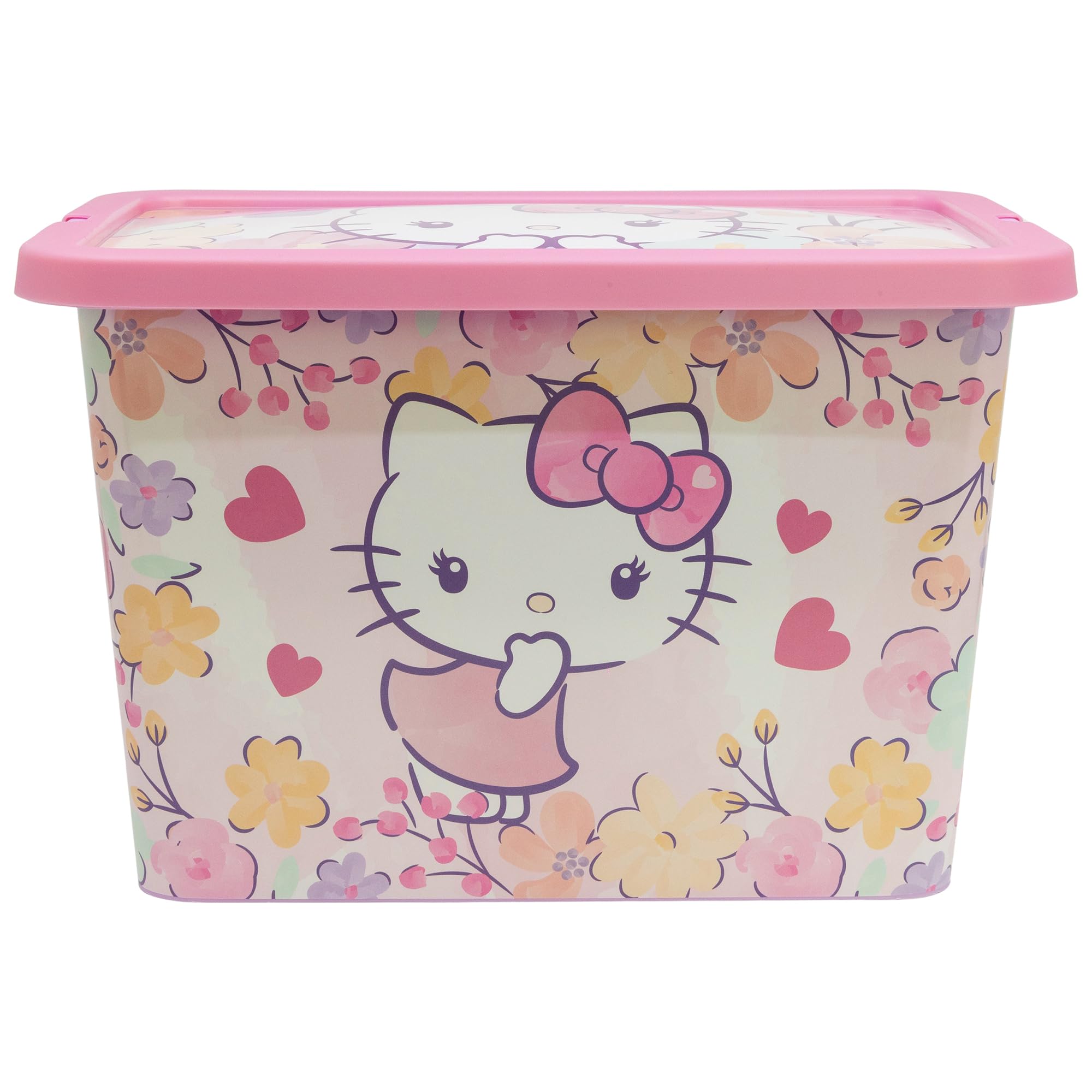 Hello Kitty 7L Plastic Storage Box with Click Lock Lid - Durable, Easy to Clean, and Ideal for Home, School, or Playroom Storage