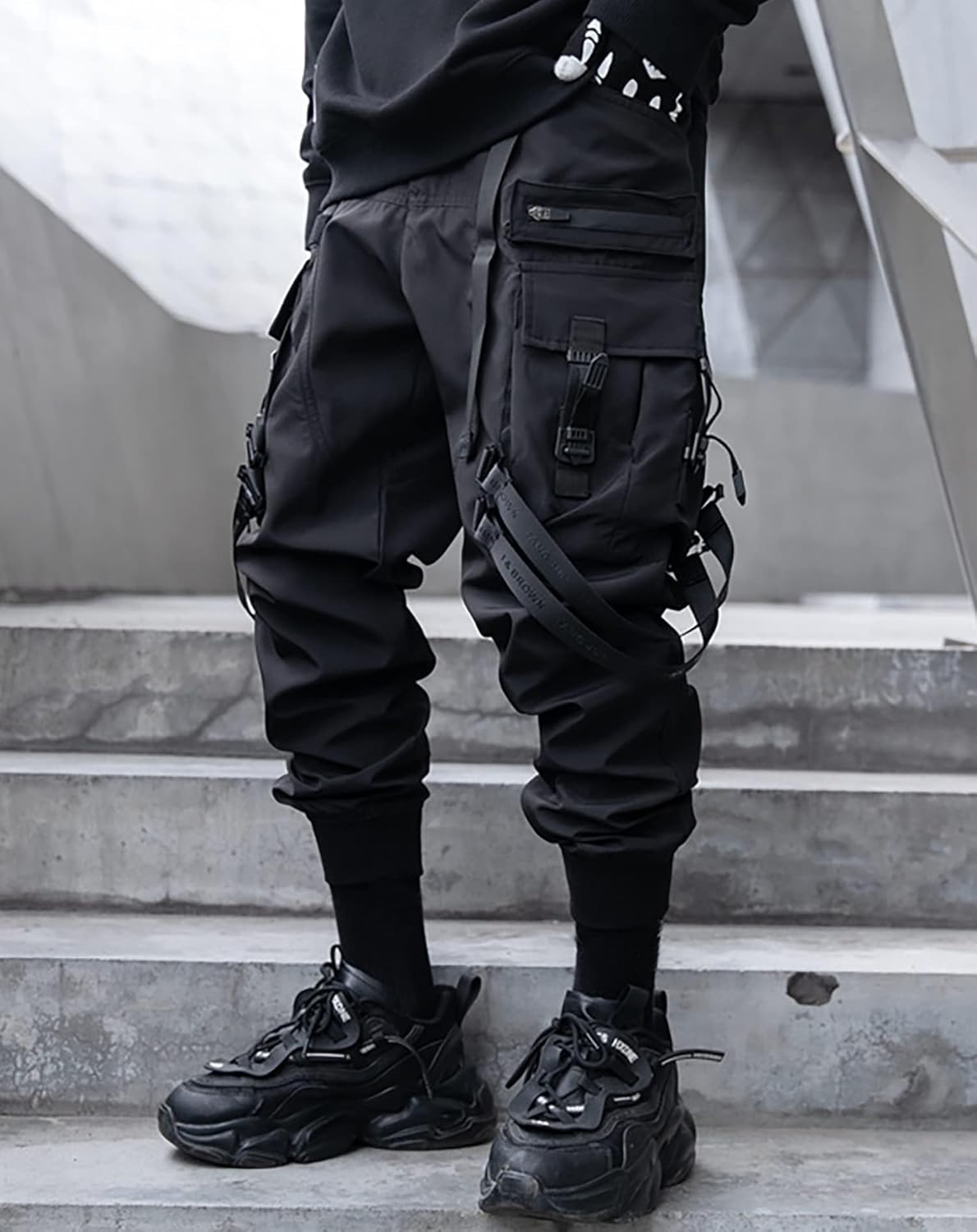 Niepce Inc Men's Japanese Streetwear Techwear Cargo Pants with Design - Image 3