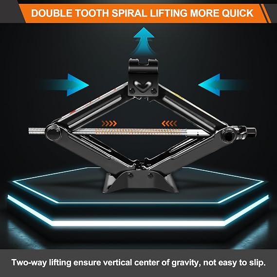 Universal Scissor Jack Kit, 2Ton Heavy Duty Steel Scissor Jack for Car with Ratchet Wrench, Lifting Range: 11-39cm, Portable Car Jack Kit, Tire Emergency Changing Tool Kit for Easy Lifting Cars, SUVs
