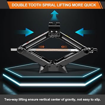 Universal Scissor Jack Kit, 2Ton Heavy Duty Steel Scissor Jack for Car with Ratchet Wrench, Lifting Range: 11-39cm, Portable Car Jack Kit, Tire Emergency Changing Tool Kit for Easy Lifting Cars, SUVs