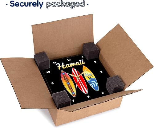 Miniatura 7 de 3dRose Reloj de pared silencioso - 10 pulgadas - Tablas de surf hawaianas retro diseño de vacaciones en la playa en negro - Creative Studios - Hawaii