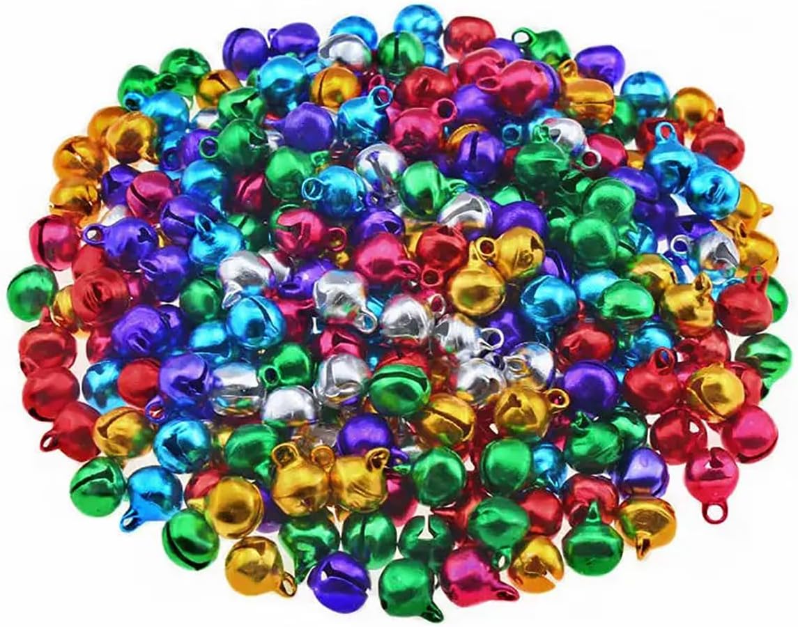 100PCS Small Jingle Bells, 7.5mm Mini Metal Mixed Color Craft Bells for DIY Bracelet Party Holiday Festival Home Decor