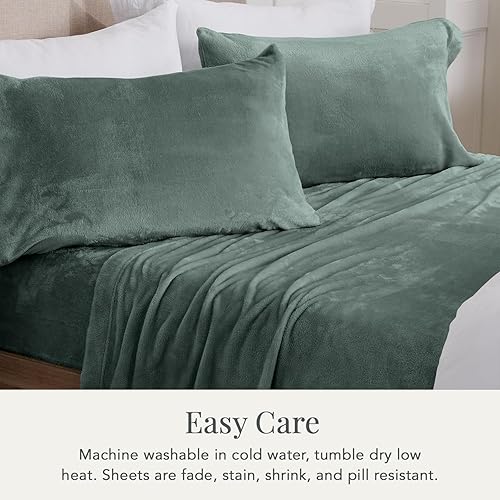 Miniatura 6 de NY Loft - Juego de sábanas ultra suaves de microforro polar con bolsillos extra profundos, súper mullido, cálido y acogedor, queen, bosque oscuro,