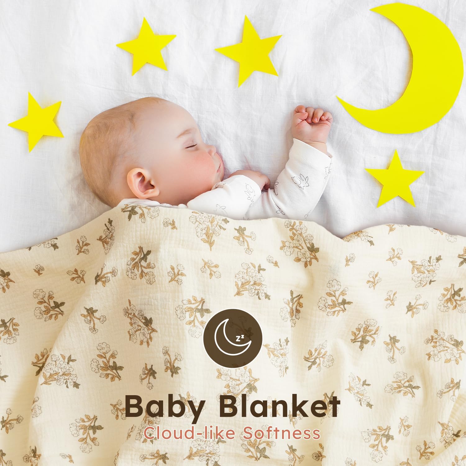 5 Pack Muslin Swaddle Blankets & Baby Burp Cloths, Soft & Breathable Cotton Baby Blankets, Receiving Blankets for Newborn, Nursery Infant Essentials, Swaddling Wrap for Unisex (Sage Green & White) - Image 4