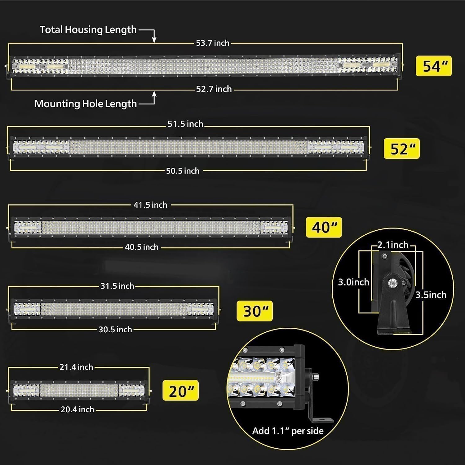 52 Inch LED Light Bar, AKD Part 380W Quad Row Offroad Driving Lights Spot Flood Combo LED Work Light Roof Light Bar for Truck Pickup Tractor Chevy Ram Wrangler Boat