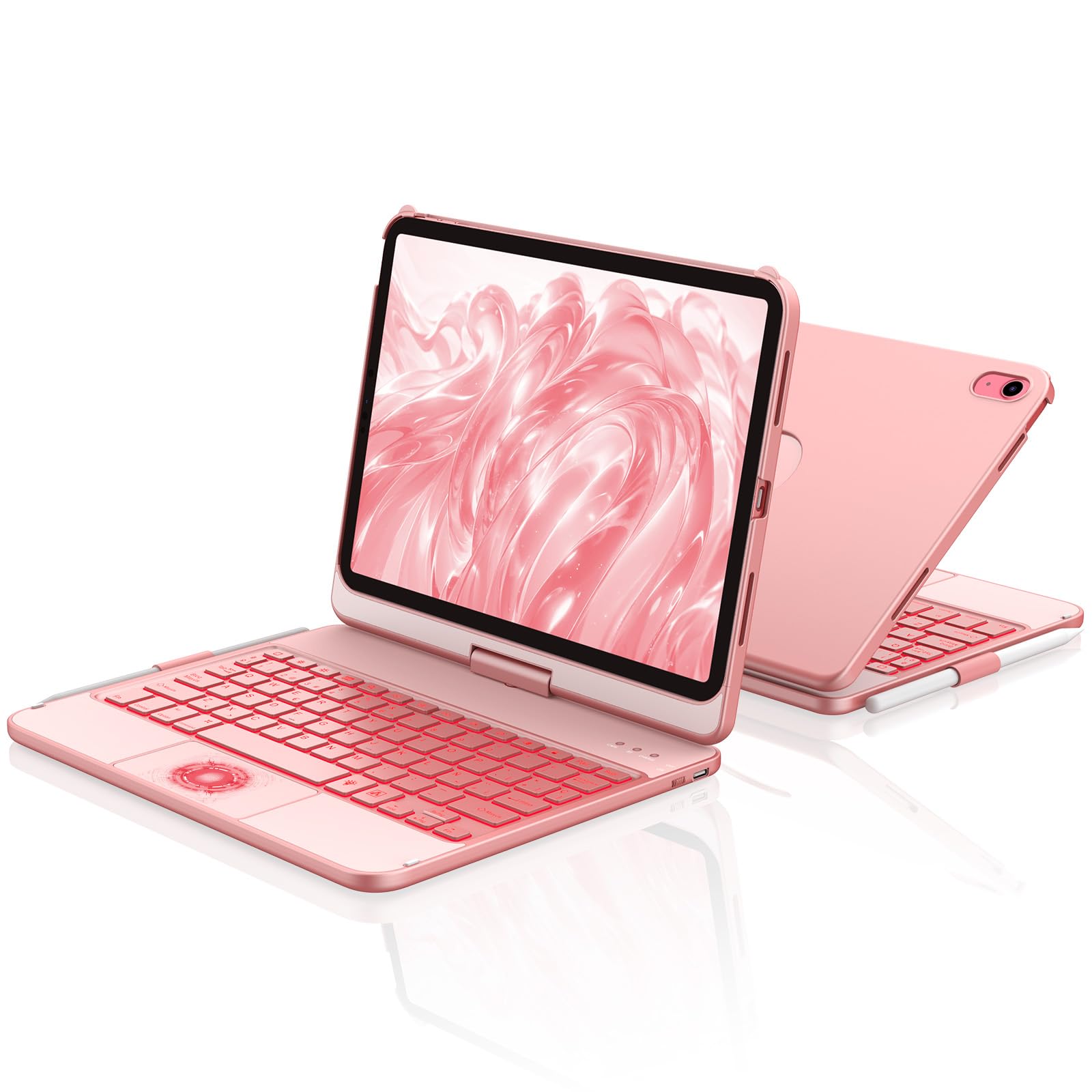 aMZCaSE para iPad 10th 2022/A16 11th Generation 2025(10.9/11 Pulgadas) Funda con Funda de Teclado,Touch para Funda de 10/11th Generación -360 °Giratorio y Sostenedor de lápiz,diseño ES (Oro Rosa) | Funda con 7 Colores Teclado,Touch para 10.9/11 Pulgadas-360 °Giratorio y Sostenedor de lápiz,diseño ES (Oro Rosa) Global Recycled Standard Global Recycled Standard Global Recycled Standard