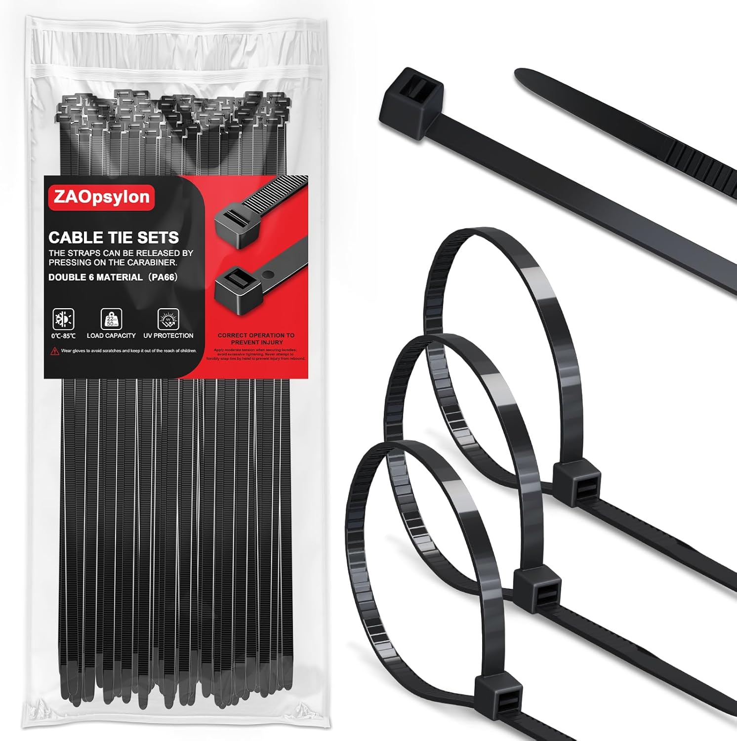 12 inch Cable Ties, Black, (4.8 mm x 300 mm), 1300-Pack: UV-Resistant, Long Cable Ties, Black, 28 kg Tensile Strength. Suitable for indoor and outdoor use, home, and office.