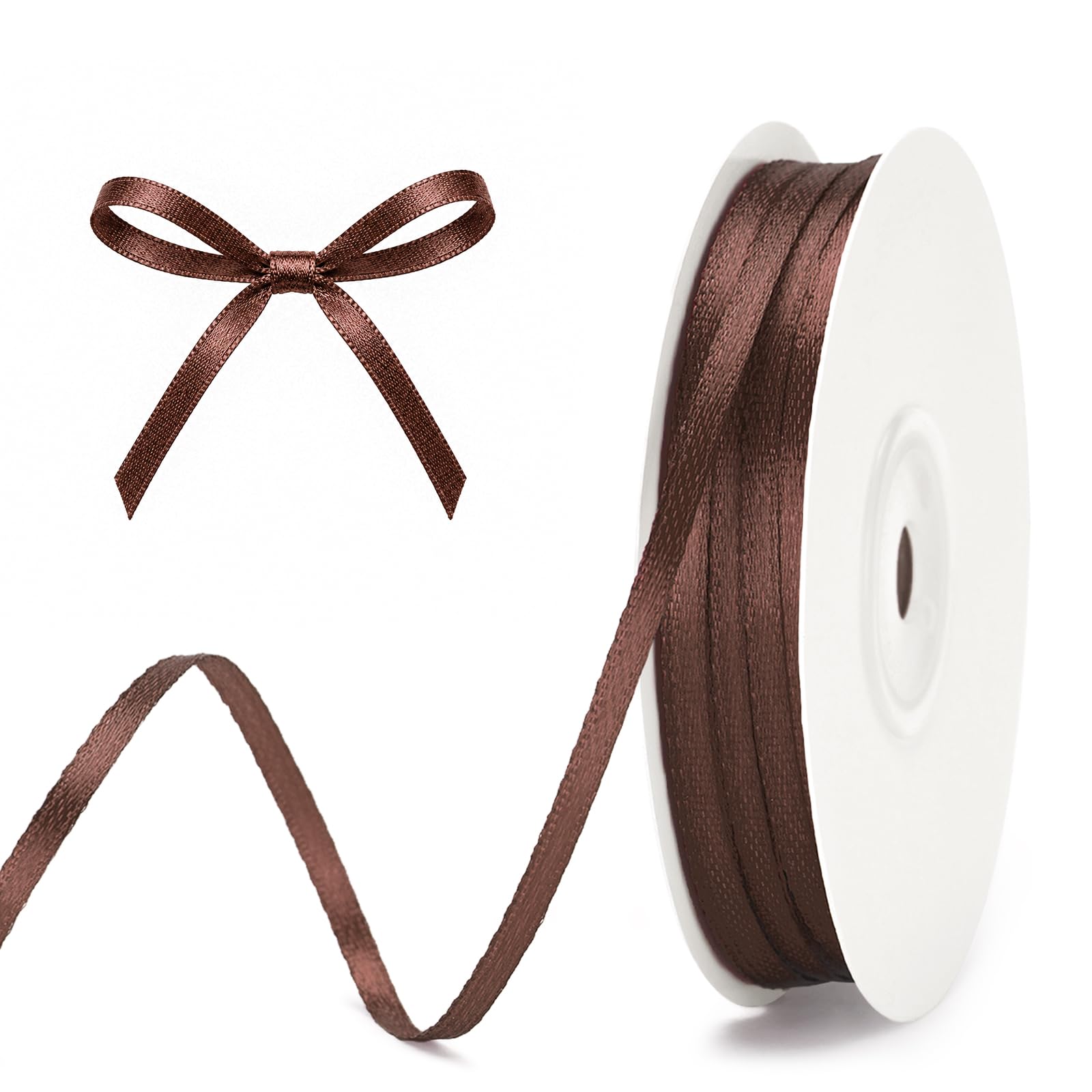 G2PLUS Dark Brown Satin Ribbons 3mm: 100Yards Thin Gift Wrapping Ribbon for Wrapping Presents, Making Cards, Craft Projects,Christmas Decorations â image 1