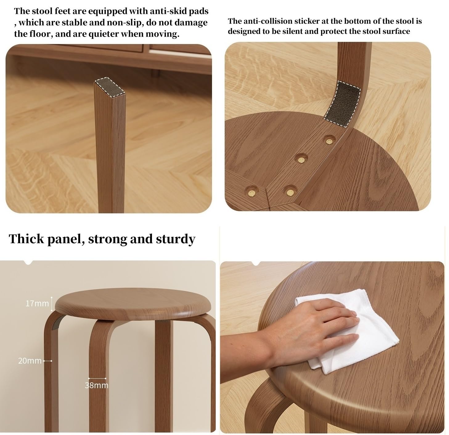 Stapelbare Hocker 6er Set, Moderne Runde Rückenfreie Stühle für Küche, Esszimmer, Büro, Outdoor - Platzsparendes Design