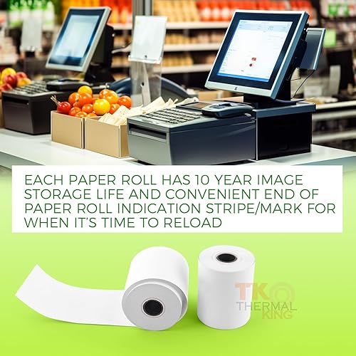 Miniatura 40 de (10 rollos) Papel térmico de 2 1/4 pulgadas x 165 pies, papel de recibo para caja registradora de negocios minoristas, se adapta a la mayoría