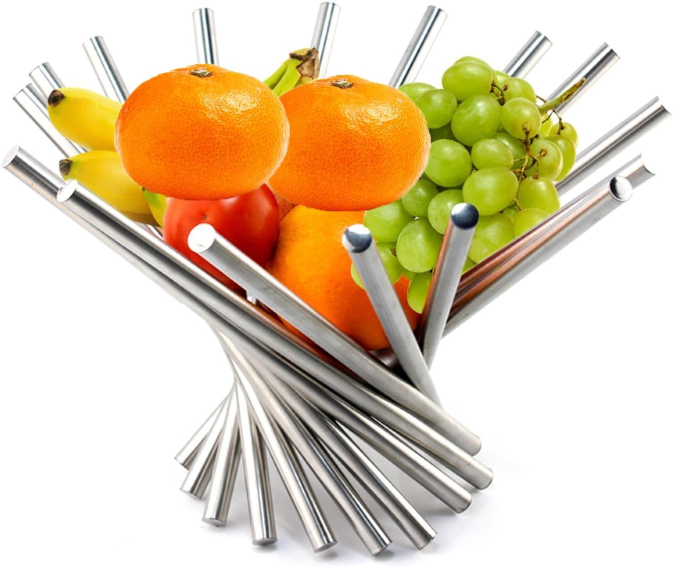 Xhope4u Portable Rotating Stainless Steel Fruit Bowl,Fruit