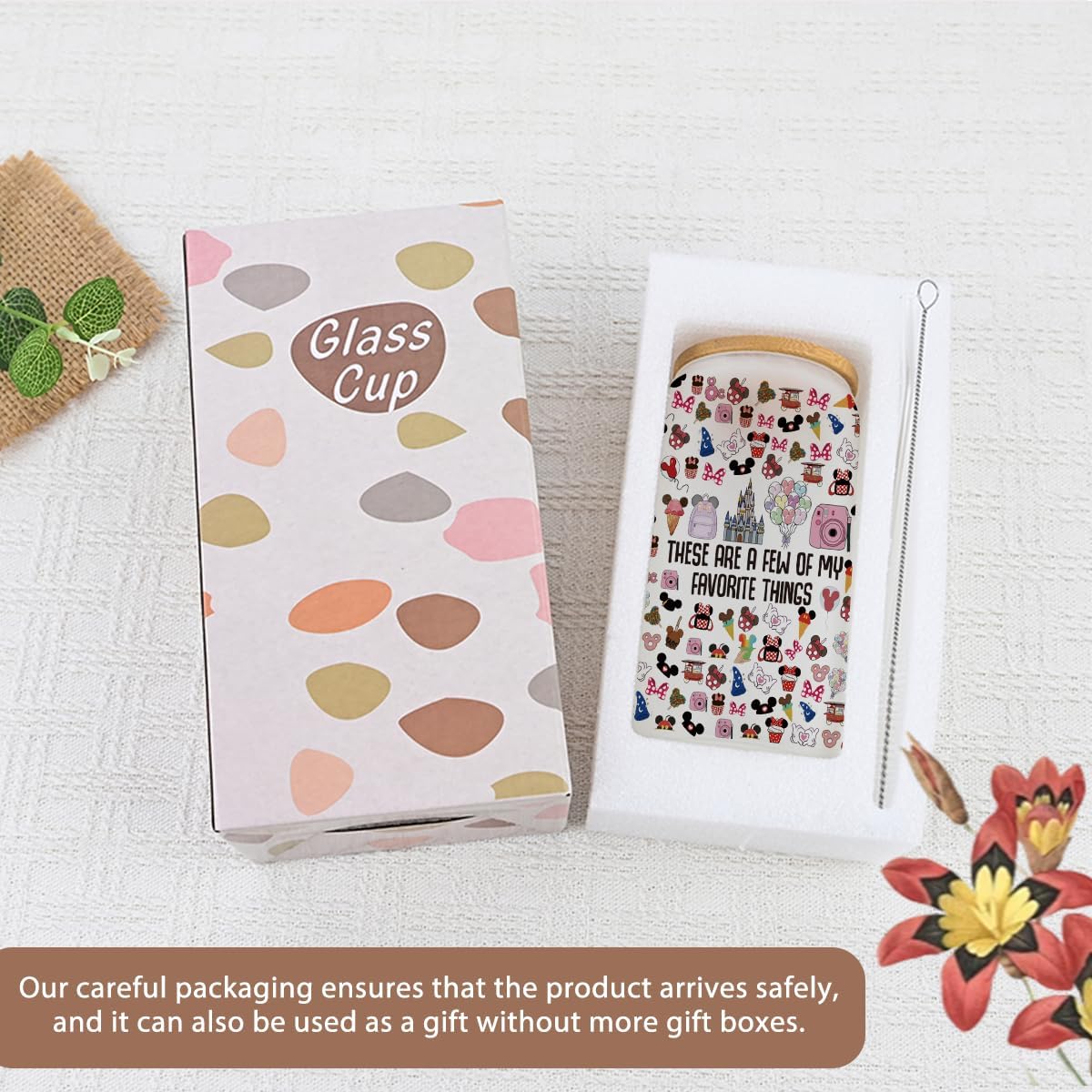 Fairytale Fans Iced Coffee Cup, Vacation Trip Gift, 16 oz Coffee Glass Cup with Lid Straw, Fairy Tales Gifts, Cartoon Character Lover Gift - Image 6