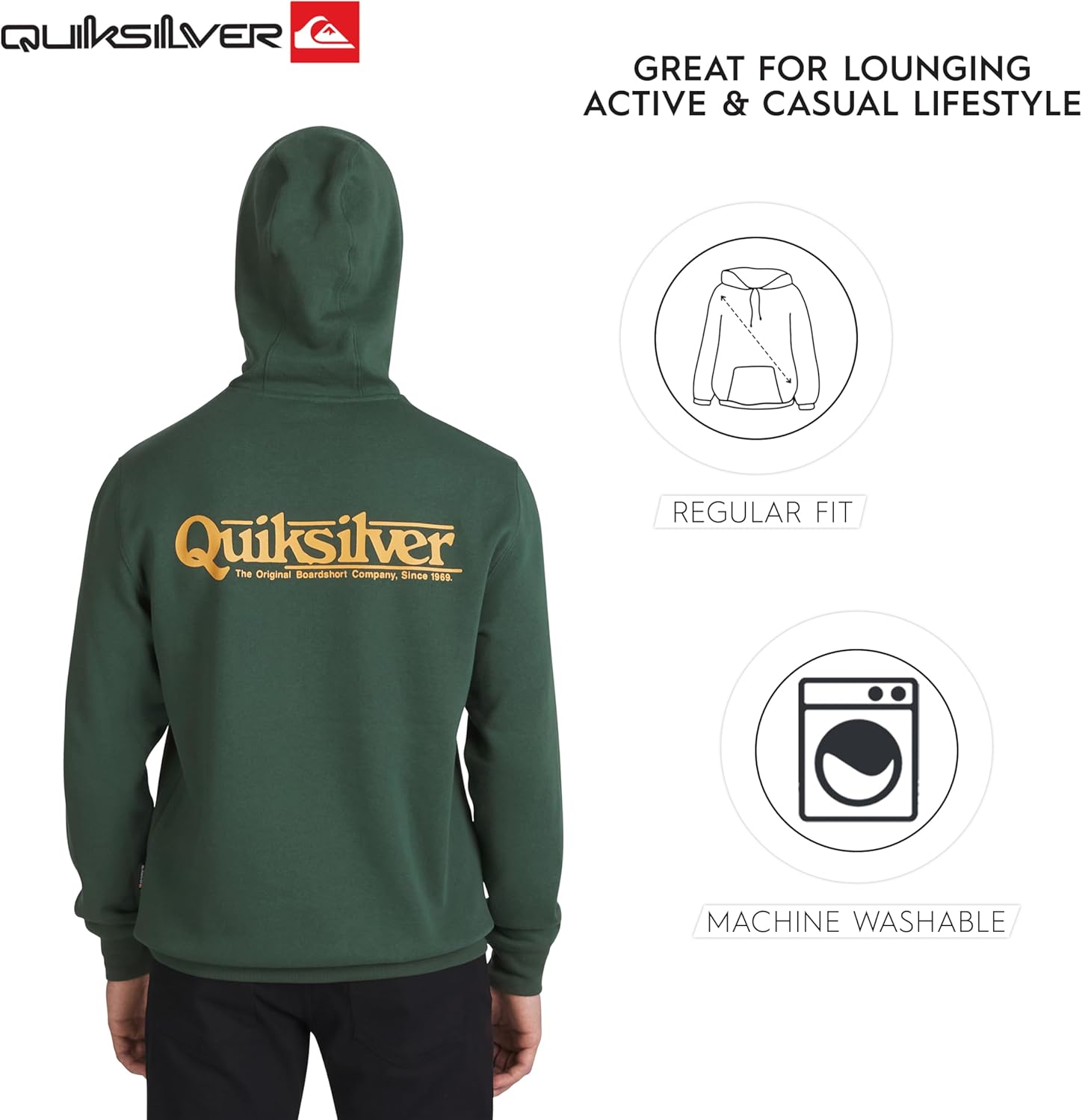 Quiksilver Men's Regular Fit Super Soft Fleece Midweight Pullover Hooded Sweatshirt - Image 7