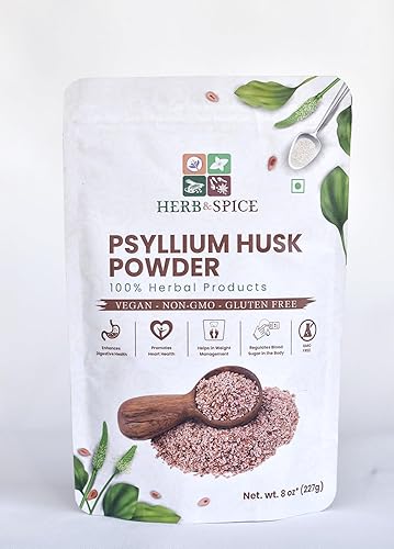 Polvo de cáscara de psyllium crudo certificado orgánico finamente molido de India Keto, fibra vegana y sin OMG (8.01 oz)