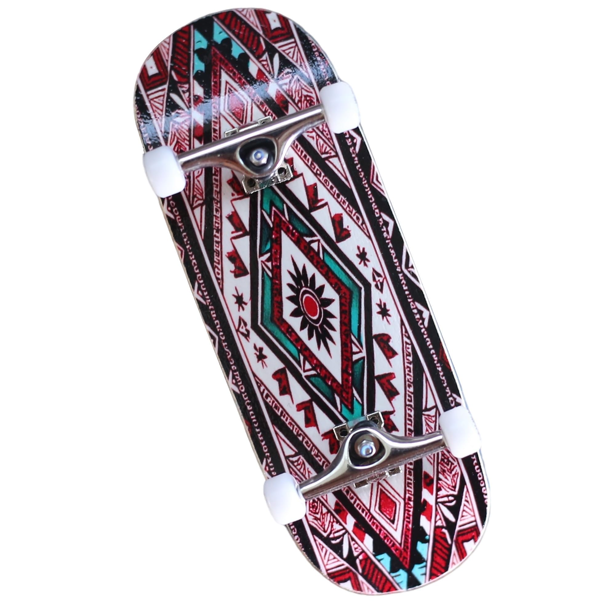 NOAHWOOD 2025 15s PRO Fingerboard Complete (5-Layer Colour Maple Wooden Pro Concave 35 x 98mm Handmade Deck + 34mm Prince 3G Silver Truck + Crown White Wheels iii) Red Poker