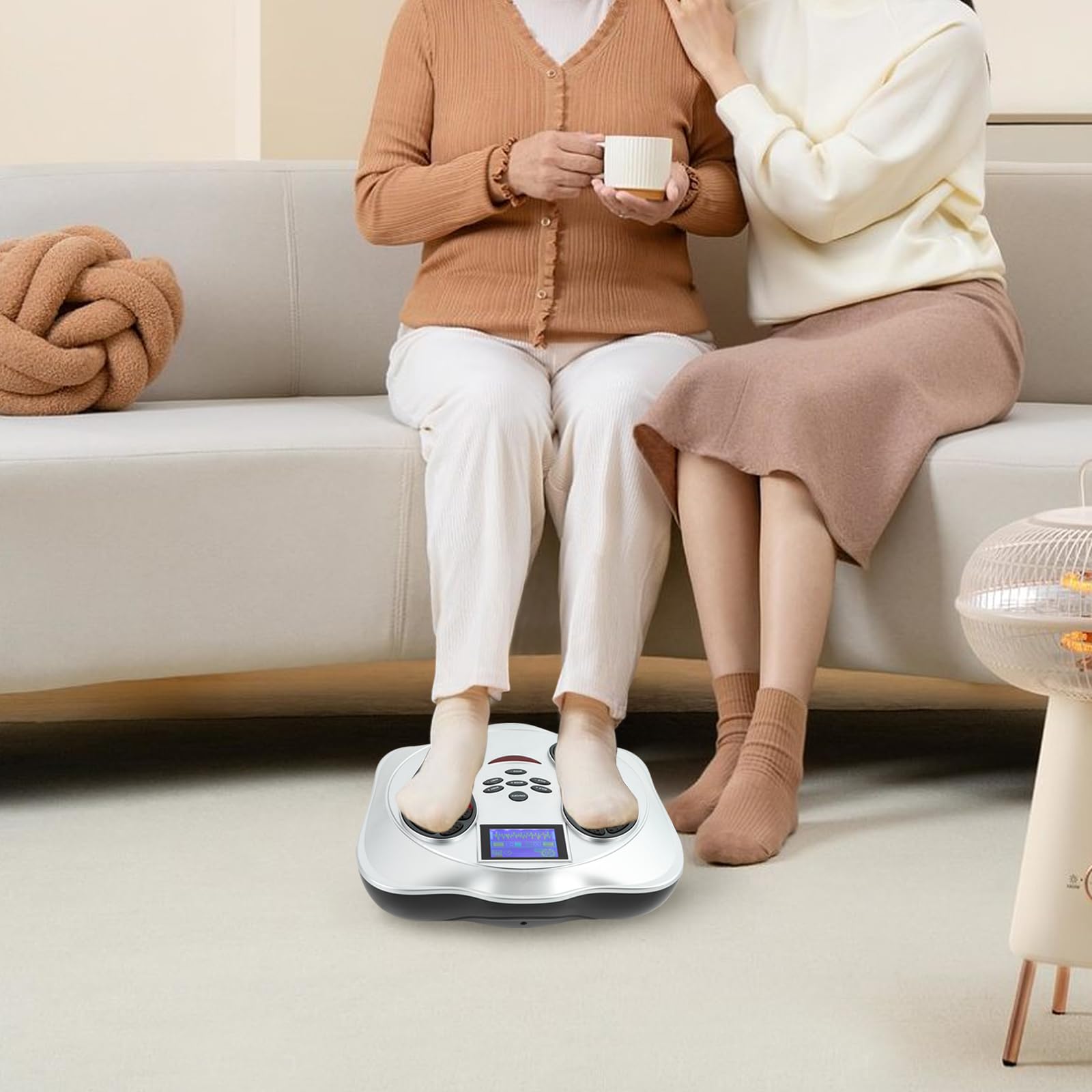Durchblutungs-Stimulator Beine, Rotlichtbestrahlung Durchblutungsstimulator, 99 Stufen der Massageintensität 25 Simulationstechniken Fussmassagegerät, Foot Massager mit 4 Elektrodenblatt