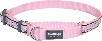 Red Dingo Reflective Martingale Dog Collar, Small, Pink