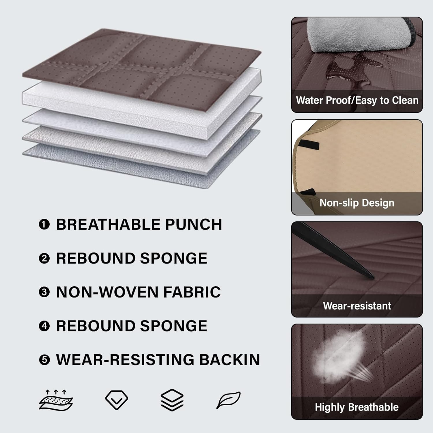 Car seat Covers Fit 95% of Infiniti Models 2000-2024,Premium Nappa Leather Waterproof Anti-Slip Sports Seat Cover,Airbag Compatible Easy to Install Seat Protector Front Pair(Brown&Coffee)