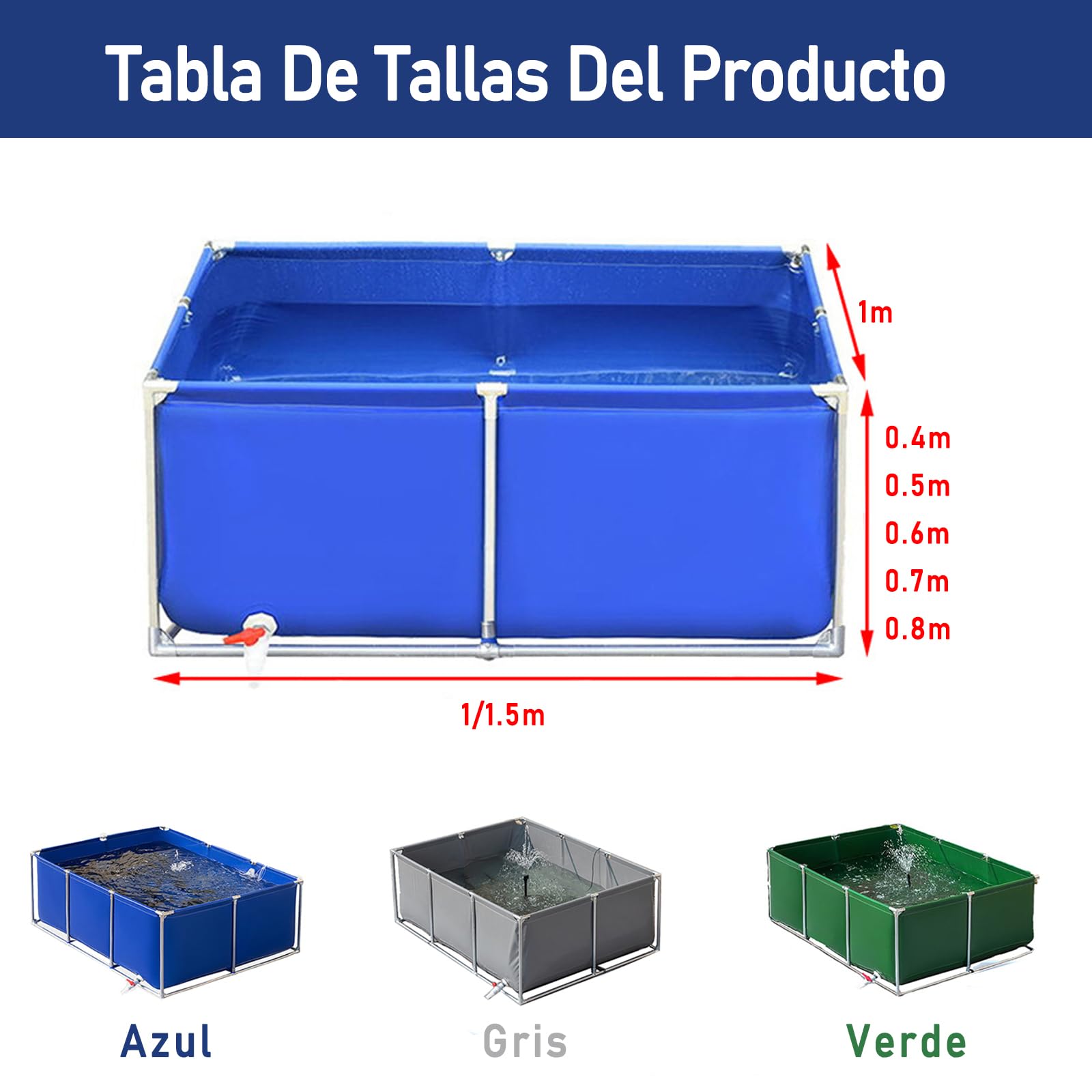 Stagno pieghevole per acqua Sto, serbatoio Koi Bing, stagno di pesce pesante con supporto, piscina fuori terra, fodera per stagno di pesci in tela