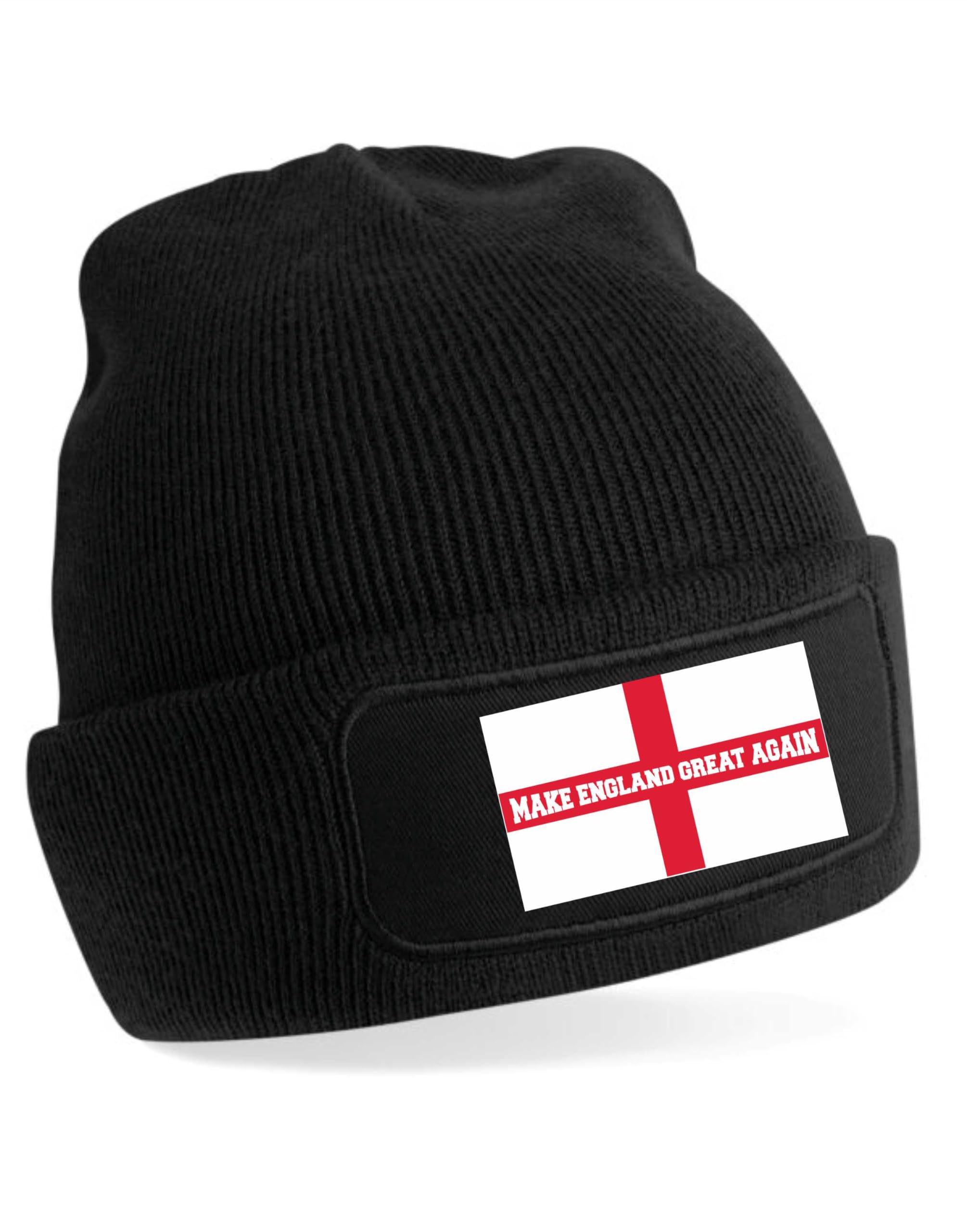 Print4u Women's Black Make England Great Again Beanie Hat English Pride St George Cross