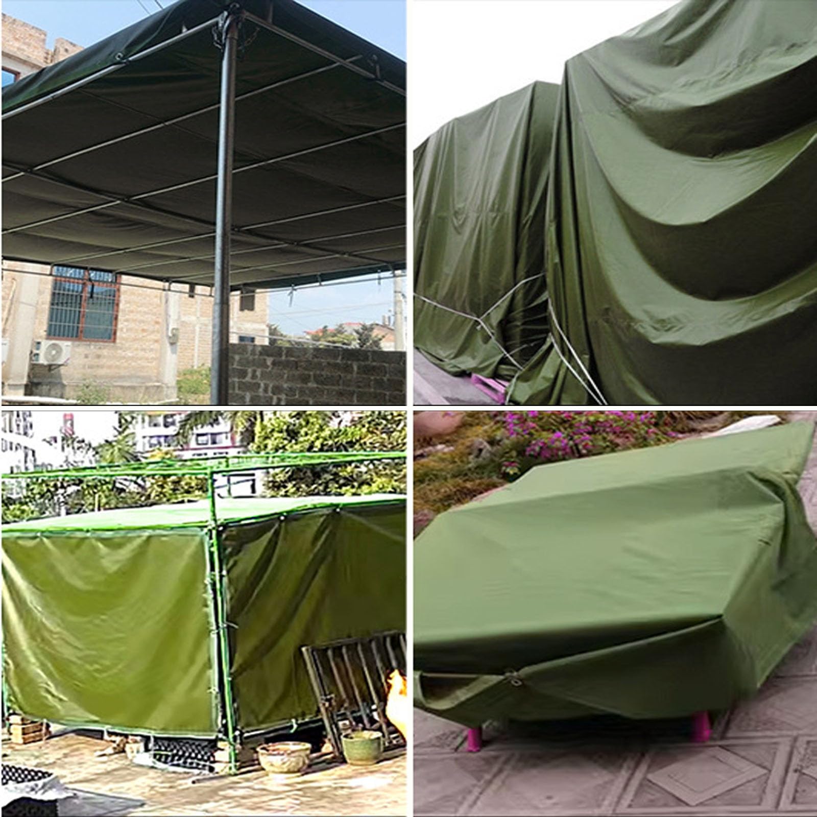 Lona Impermeable Reforzado con Ojales, Antidesgarro y Resistente a Rayos UV, para Muebles de Jardín, Muebles de Piscina, Cama Elástica, Coche (3x6 m)