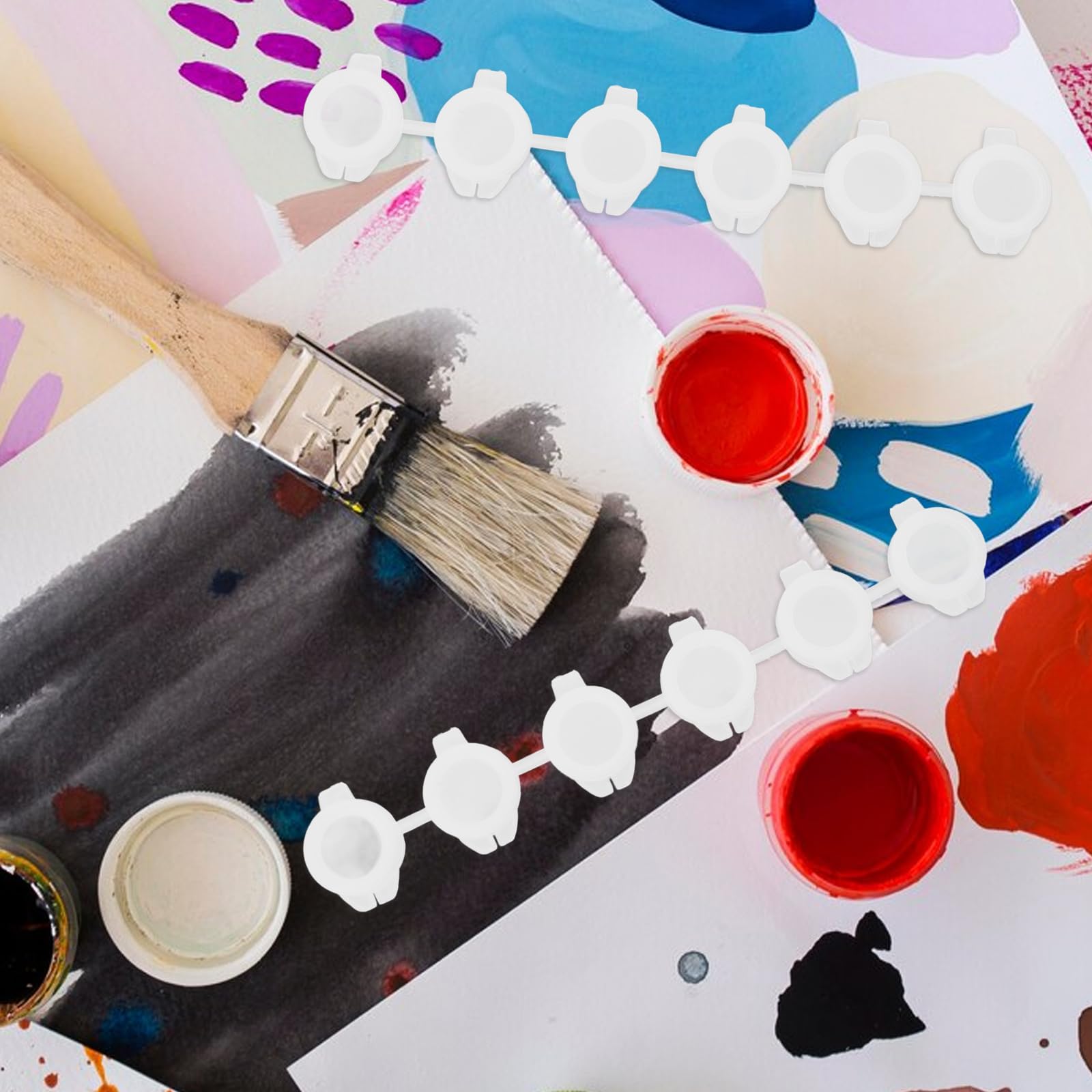 30 Mini Empty Paint Pots With Lids - 5 Strips Of 3ml Plastic Containers For Art, Crafts & Storage