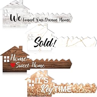 2 Pcs Real Estate Sold Signs Social Media Key Shaped Photo Props Sold Sign Double Sided Home Sweet Key House Agent Supplies for Realtors New Homeowners