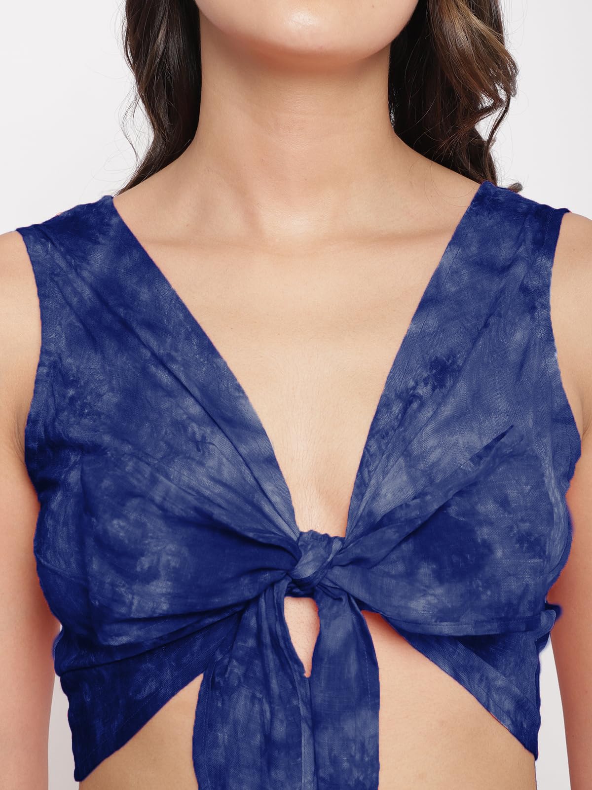 EROTISSCH Tie & Dye Abstract Printed Pure Cotton Swimwear Set for Women Teen Blue 2