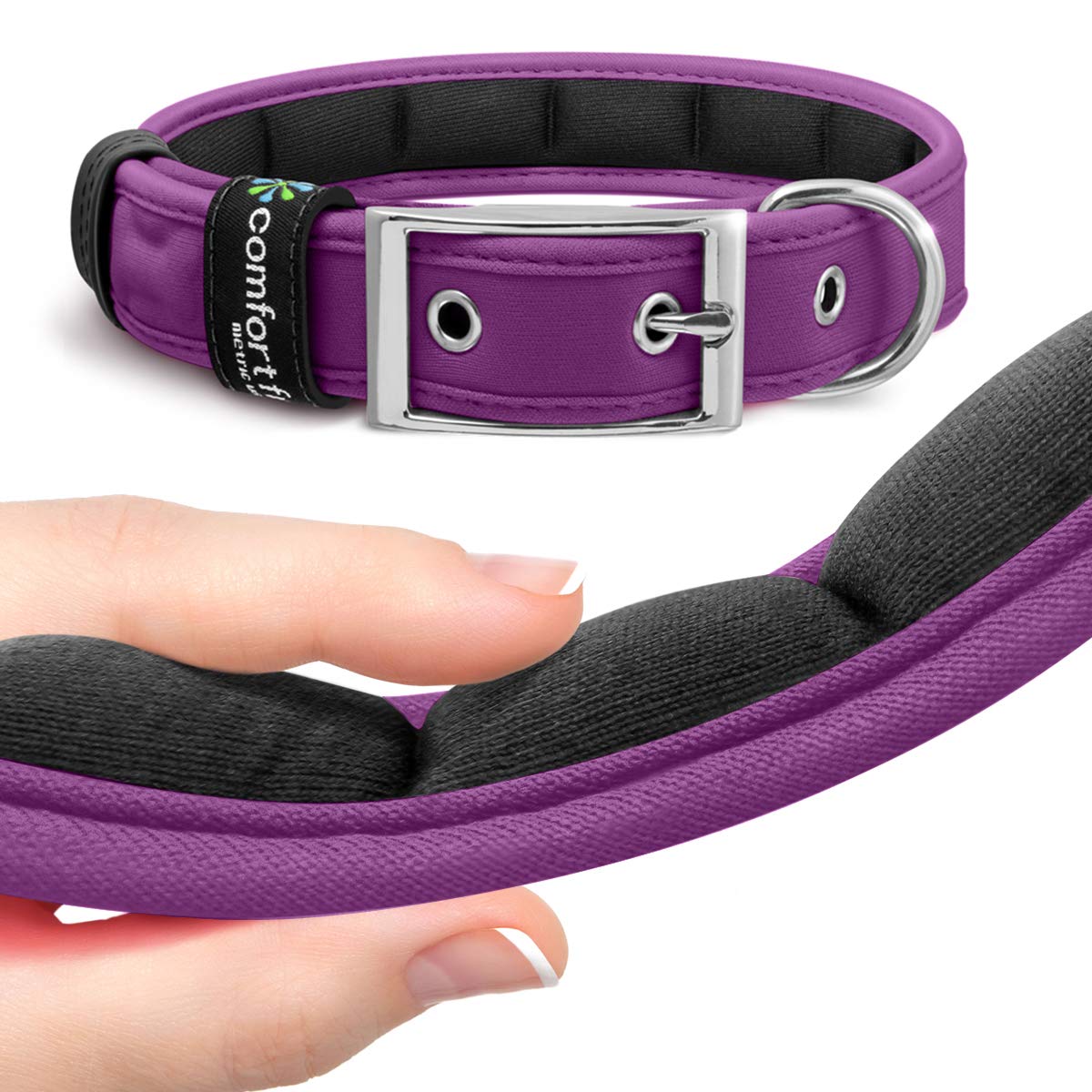 Comfort Fit Dog Collar - Soft Padded Dog Training Collar with Adjustable Buckle - Breathable and Lightweight Pet Collar - Durable, Heavy Duty Dog