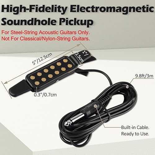 Miniatura 3 de Pastilla de guitarra con clip para guitarra acústica de cuerda de acero (no para clásica) Pastillas de guitarra eléctrica de 38-42 pulg Transductor